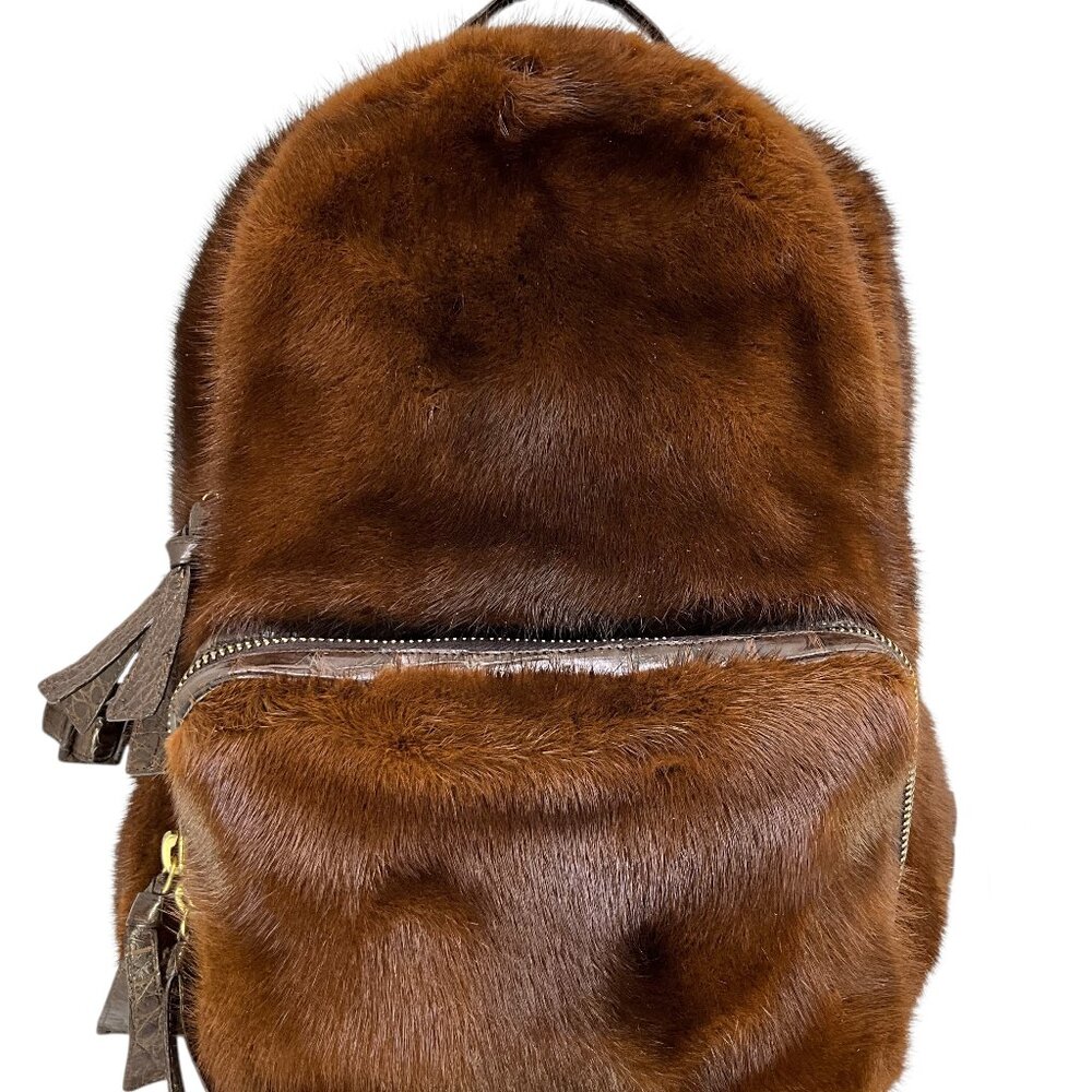 Nancy Gonzalez Mink and Crocodile Backpack Bag